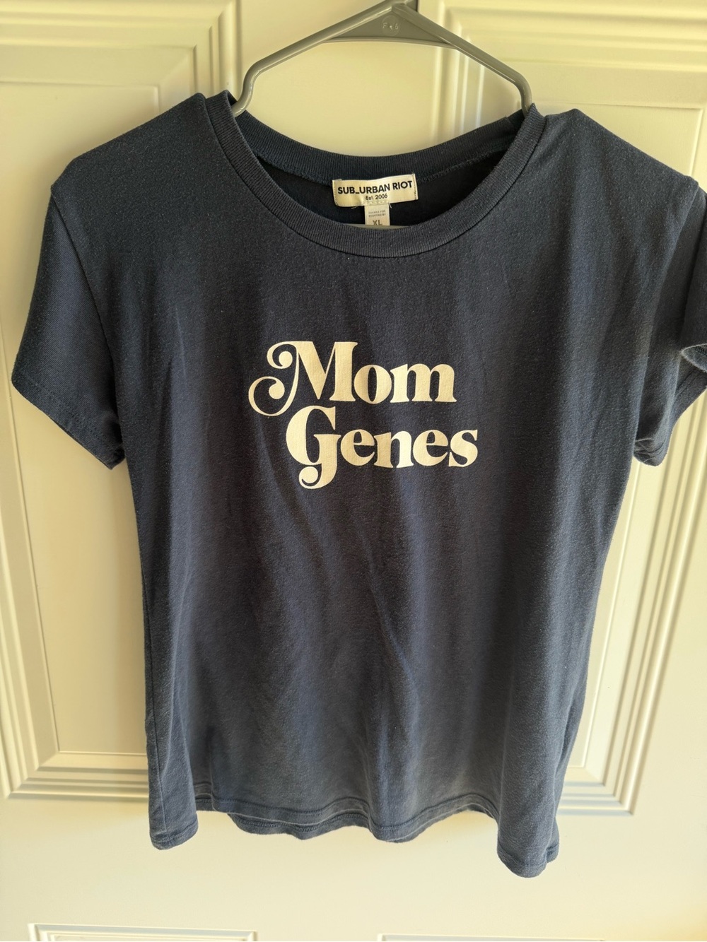 Sub_Urban Riot Black Tee with White "Mom Genes" Graphic